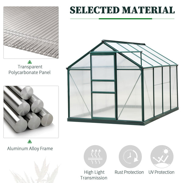 Serre en polycarbonate transparent avec porte coulissante