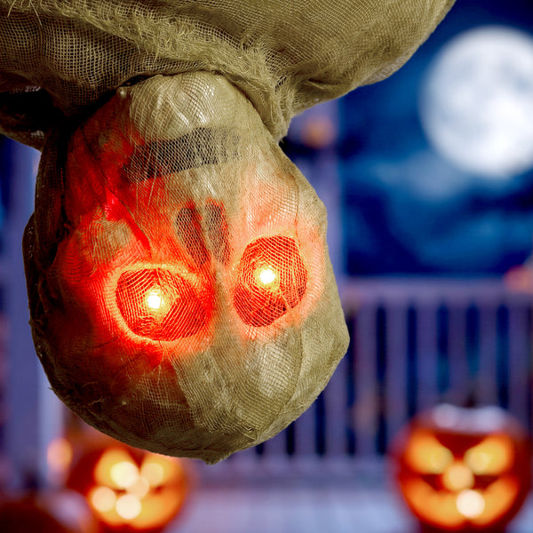 Momie suspendue animée d’Halloween de 6 pi avec 24 lumières DEL, sons et mouvements