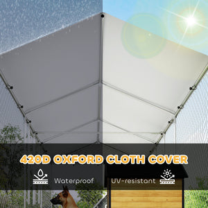 Outdoor Dog Kennel with Two Rooms, Waterproof UV-Resistant Cover, Escape-Proof Lock, 19.7' x 7.5' x 7.5'
