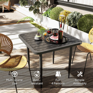 Table de salle à manger carrée en métal, noir