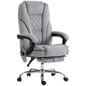 Heated massage office chair with adjustable height and footrest, grey