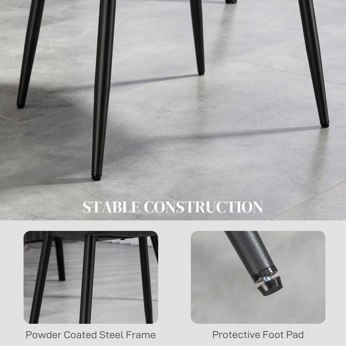 Lot de 4 chaises de salle à manger rétro rembourrées en cuir synthétique