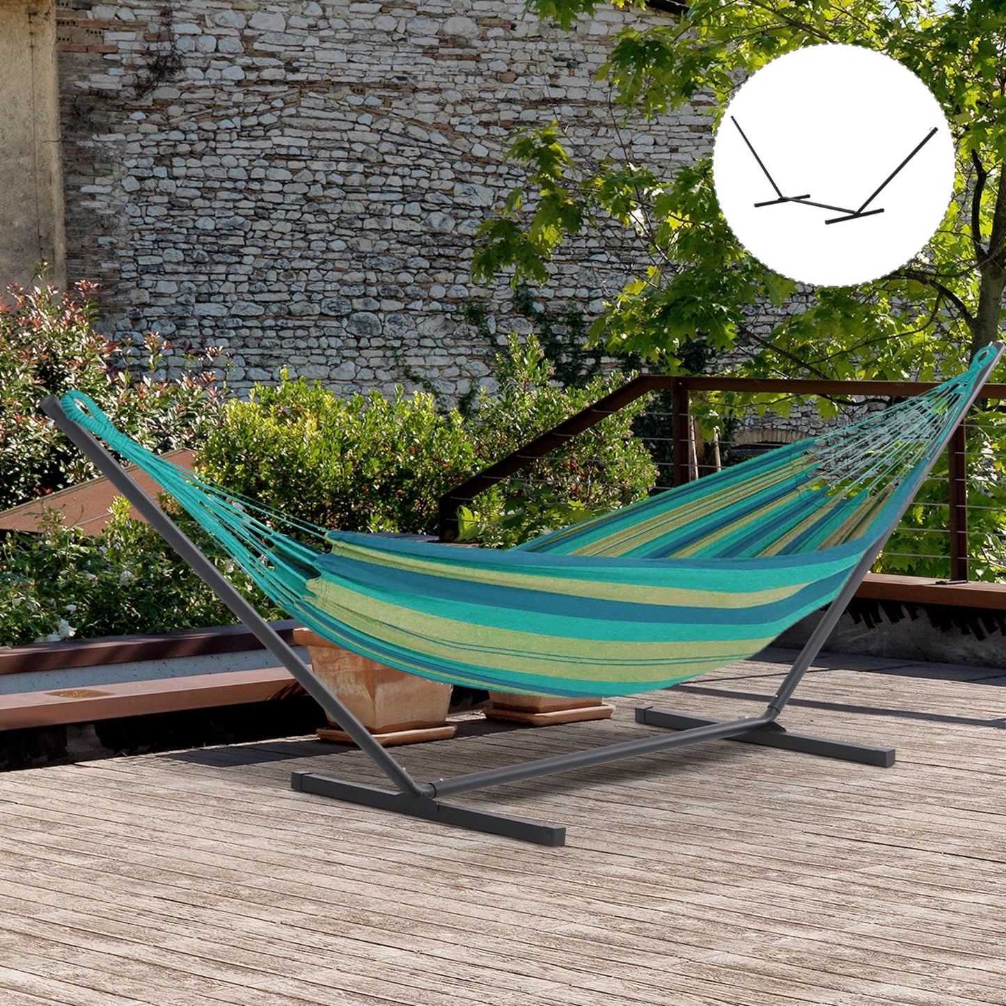 Extra Long Hammock Stand 11.8ft Long Heavy Duty Metal Frame Easy Setup Black