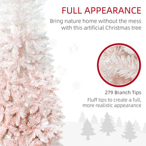 Sapin de Noël artificiel de 5 pieds avec ouverture automatique, rose et blanc