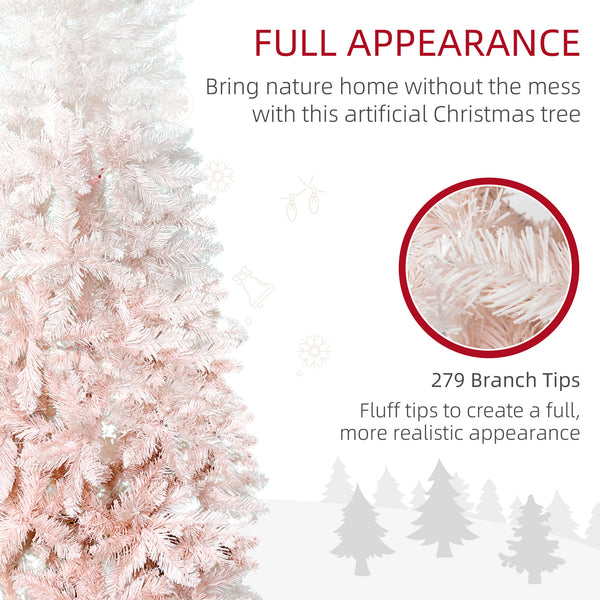 Sapin de Noël artificiel de 5 pieds avec ouverture automatique, rose et blanc