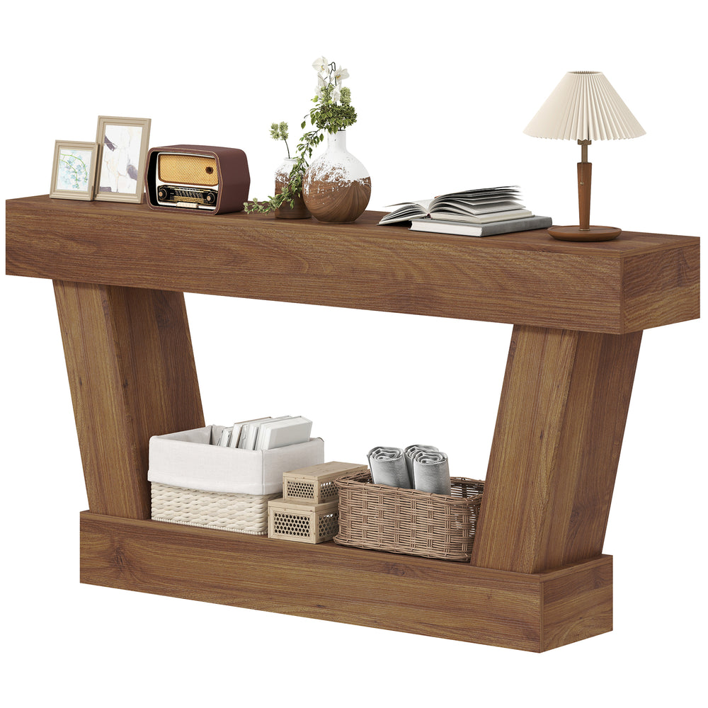 Console vintage avec étagère ouverte pour salon, marron foncé