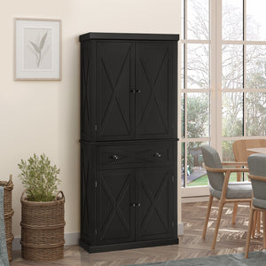 Meuble de rangement avec 4 portes, tiroir et étagères réglables, noir