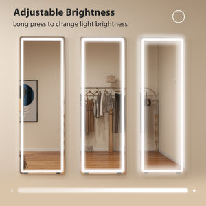 Full-length LED freestanding mirror with 3-color lighting