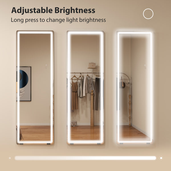 Full-length LED freestanding mirror with 3-color lighting
