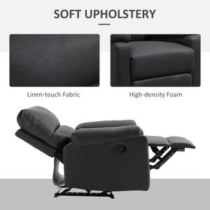 Fauteuil inclinable manuel avec repose-pieds, assise rembourrée, gris foncé