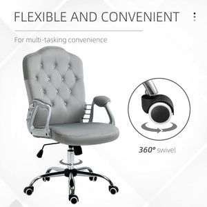 Chaise de bureau en velours avec roulettes pivotantes, grise