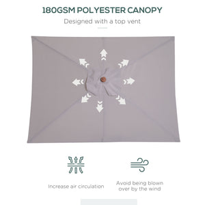 Parasol de 6,6 pieds, gris