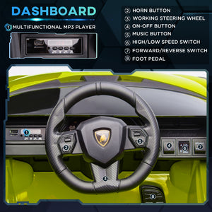 Voiture électrique, alimentée par batterie 12 V, avec télécommande parentale, lumières musicales, MP3, vert