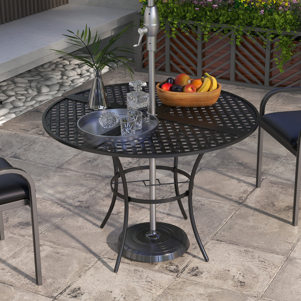Table de salle à manger ronde d'extérieur avec trou pour parasol