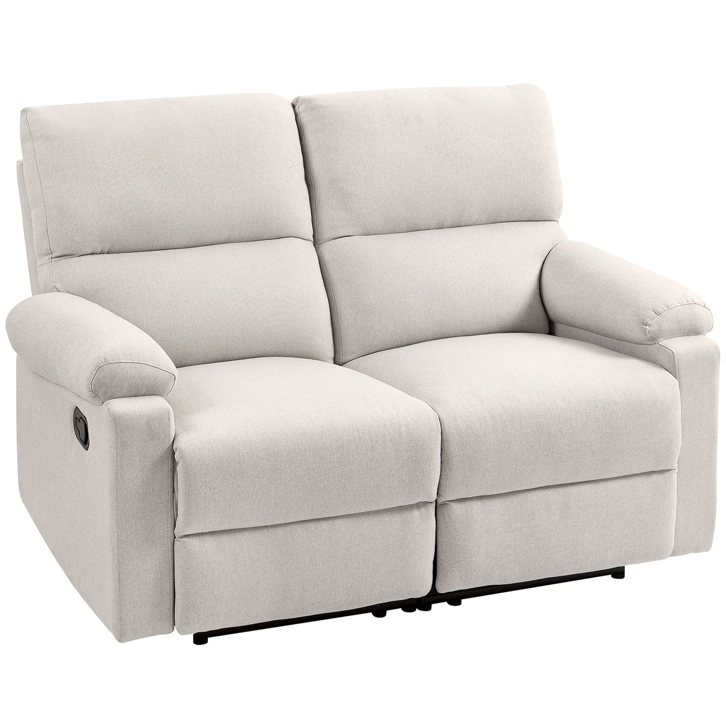 Fauteuil inclinable 2 places avec repose-pieds et dossier divisé, blanc crème