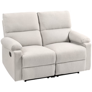 Fauteuil inclinable 2 places avec repose-pieds et dossier divisé, blanc crème