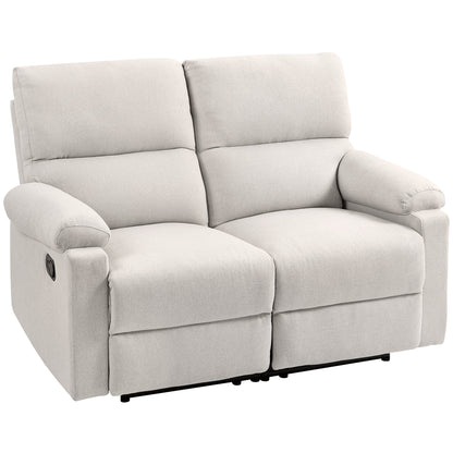 Fauteuil inclinable 2 places avec repose-pieds et dossier divisé, blanc crème