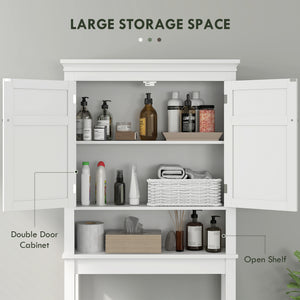 Meuble de rangement à 3 niveaux pour salle de bain avec étagère réglable, blanc