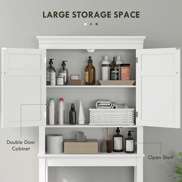 Meuble de rangement à 3 niveaux pour salle de bain avec étagère réglable, blanc