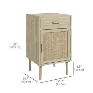 Lot de 2 tables de chevet bohèmes avec tiroir en chêne