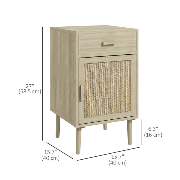 Lot de 2 tables de chevet bohèmes avec tiroir en chêne