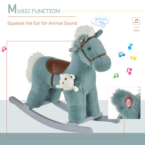 Kids Plush Rocking Horse with Fun Realistic Sounds, Blue