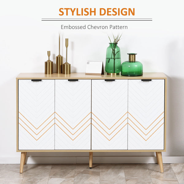 Buffet moderne avec étagères réglables et 4 portes, naturel