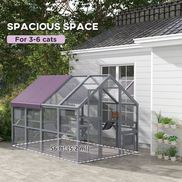 Very large outdoor wooden enclosure with weatherproof canopy