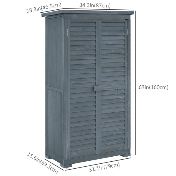 Abri de jardin en bois avec étagères à 3 niveaux, toit en asphalte et portes à volets
