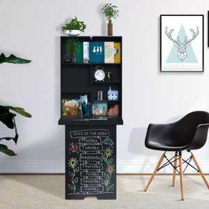 Bureau mural pliable et convertible multifonctionnel et peu encombrant, noir