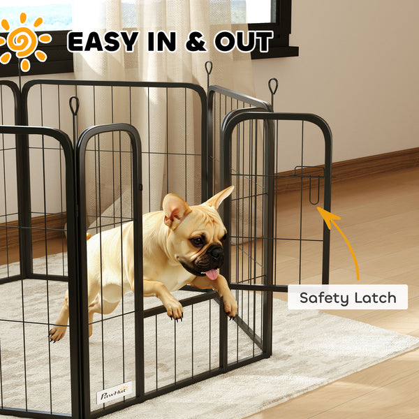 Heavy-Duty 6-Panel Dog Playpen with Gate and Strap