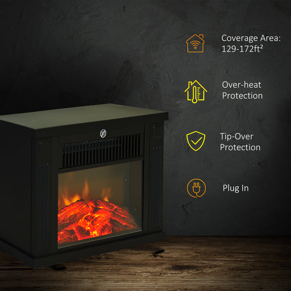 Mini-cheminée électrique sur pied de 14" et 1000 W noire