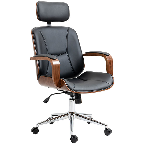 Office chair with removable headrest, adjustable height, black.