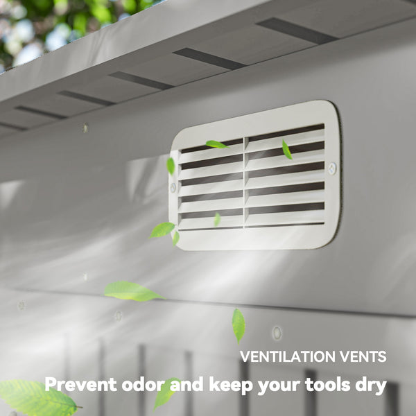 Abri de jardin galvanisé avec double porte et 2 aérations, gris clair