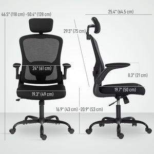 Ergonomic mesh office chair with headrest and lumbar support, black