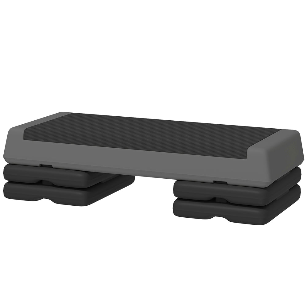 Plateforme d'exercice réglable, 3 niveaux avec rehausseurs (10, 15 et 20 cm), gris