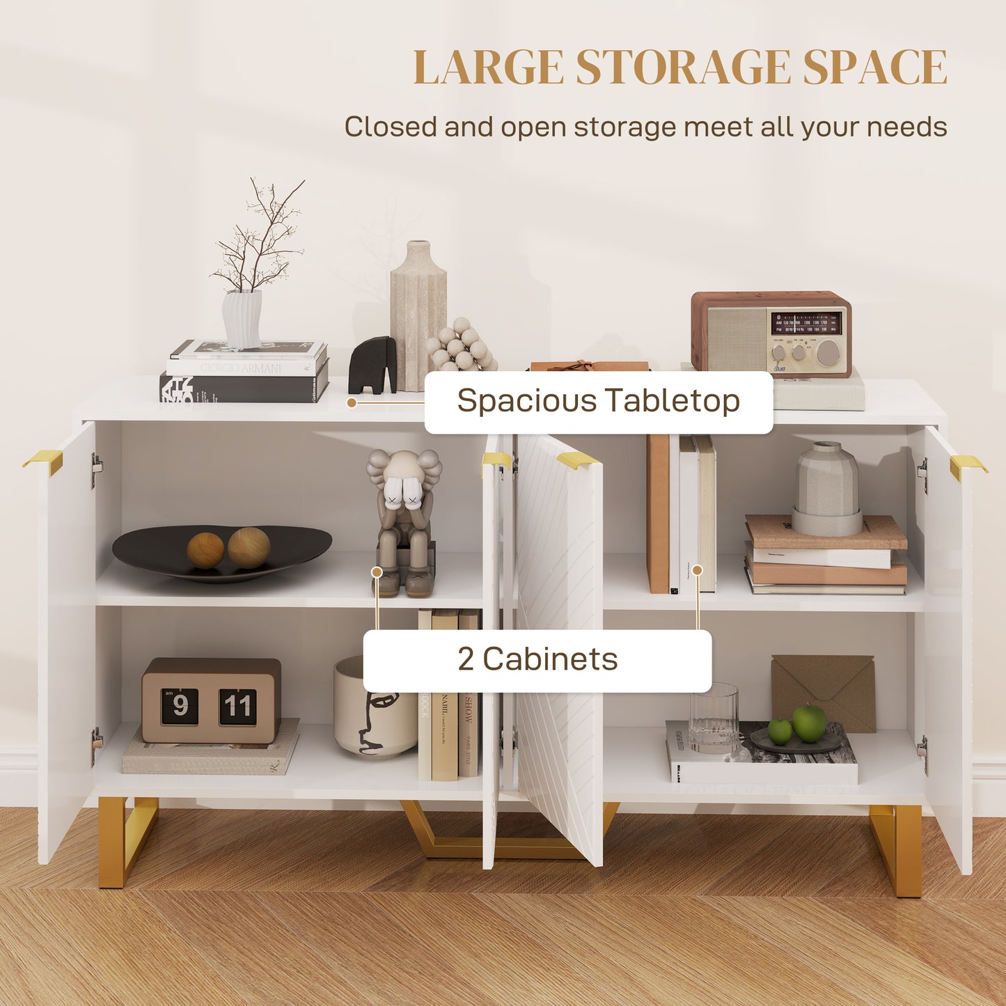 HOMCOM sideboard with adjustable shelves, white