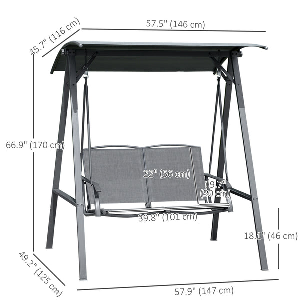 Balançoire 2 places avec auvent réglable, grise