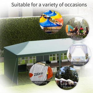 10' x 29' Canopy Tent, Party Tent with Sidewalls and Large Transparent Windows for Garden, Backyard, Outdoor, Green