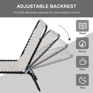 Chaise longue pliante avec appui-tête, crème