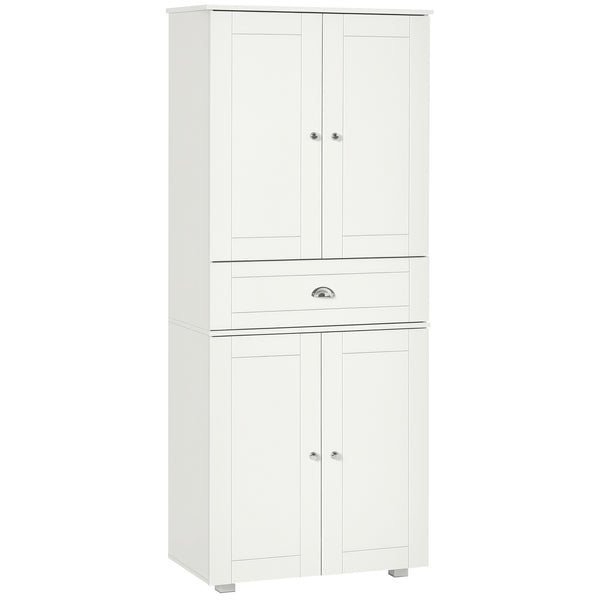 Meuble de rangement moderne avec 4 portes et 3 étagères réglables, blanc