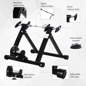 Support de vélo stationnaire pour l'exercice à vélo, roues de 26 à 28 pouces, noir
