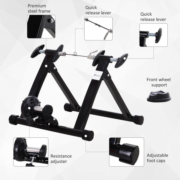 Support de vélo stationnaire pour l'exercice à vélo, roues de 26 à 28 pouces, noir