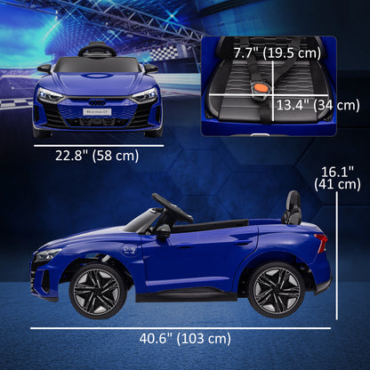 Voiture électrique pour enfants Aosom 12 V Audi RS e-tron GT, sous licence, avec télécommande, bleu marine