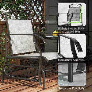 Lot de 2 chaises d'extérieur de patio avec assise en maille respirante épaisse, dossier haut, structure en acier, gris