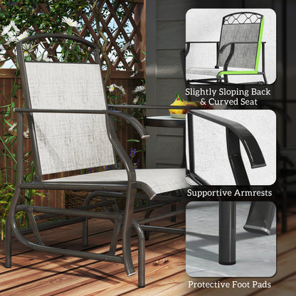 Lot de 2 chaises d'extérieur Outsunny, balancelles de patio avec assise en maille respirante épaisse, dossier haut, structure en acier, gris