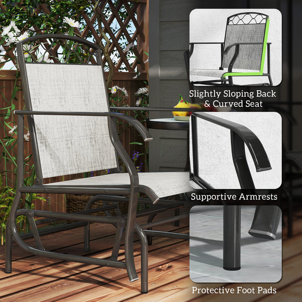 Lot de 2 chaises d'extérieur de patio avec assise en maille respirante épaisse, dossier haut, structure en acier, gris