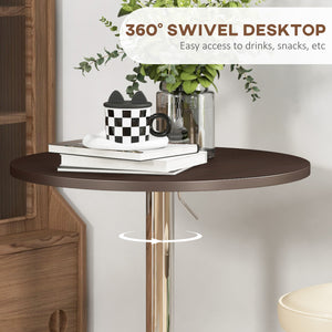High bar table with swivel top, walnut