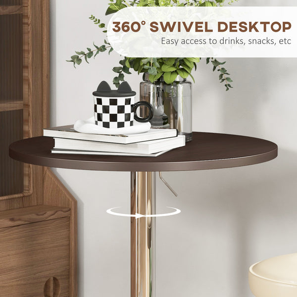 High bar table with swivel top, walnut