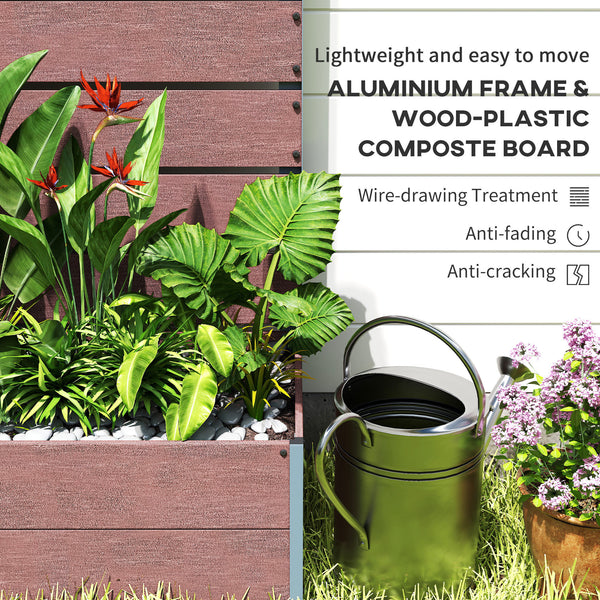 Jardinière surélevée avec treillis pour plantes grimpantes, marron clair